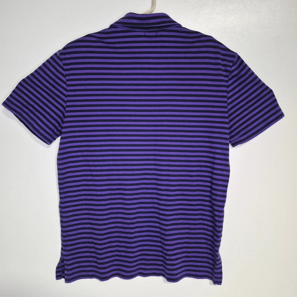 Polo Ralph Lauren Polo Shirt Mens Medium Purple Striped‎ Pima Soft Touch Pony